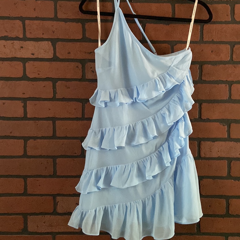 Lovers + Friends Ruffle Dawn Powder Blue Mini Dress🩵